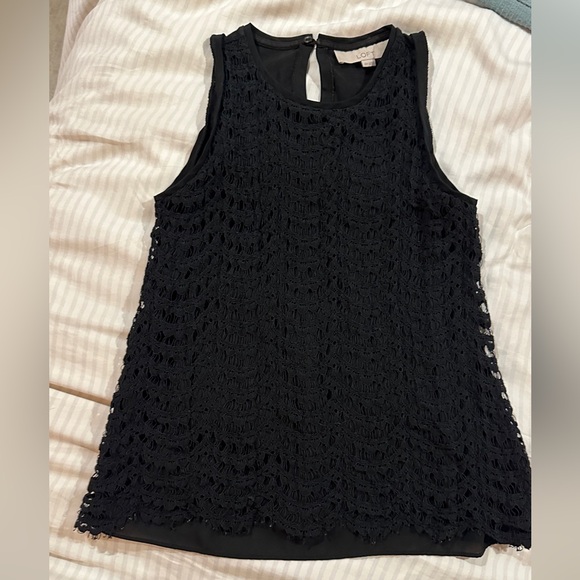 LOFT Tops - Anne Taylor LOFT - Black Crochet Shell Camisole - XSP